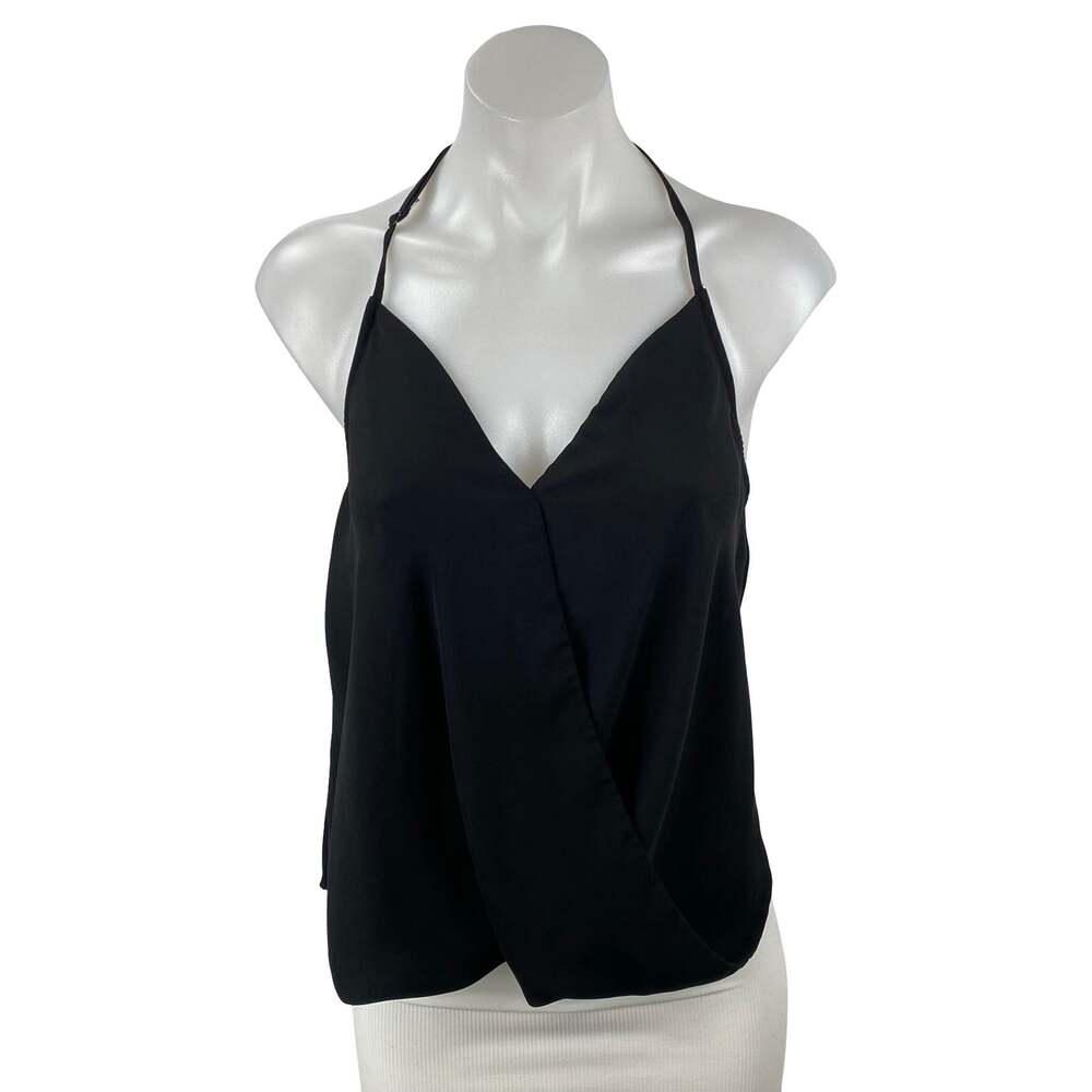 Eight Sixty Black Halter V Neck Sleeveless Open Back Backless Blouse Top Size XS